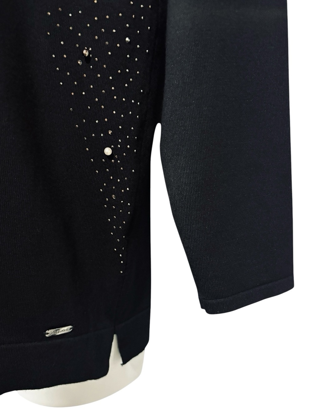 Calvin Klein, Black Rhinestone Top, Women Sparkle Elegant, Large - Picture 9 of 11
